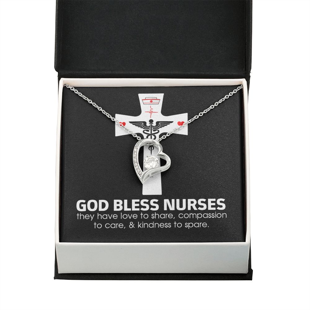 God Bless Nurses Forever Necklace w Message Card-Express Your Love Gifts