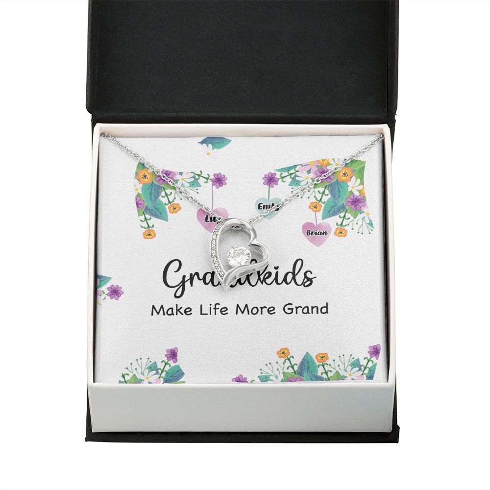 Grandkids Make Life More Grand Forever Necklace w Message Card-Express Your Love Gifts