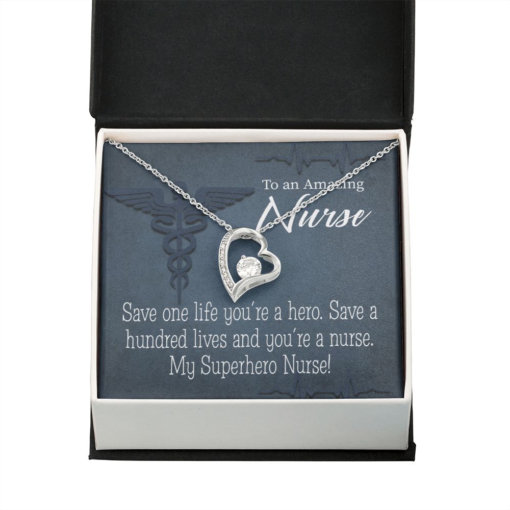 My Superhero Nurse! Forever Necklace w Message Card-Express Your Love Gifts