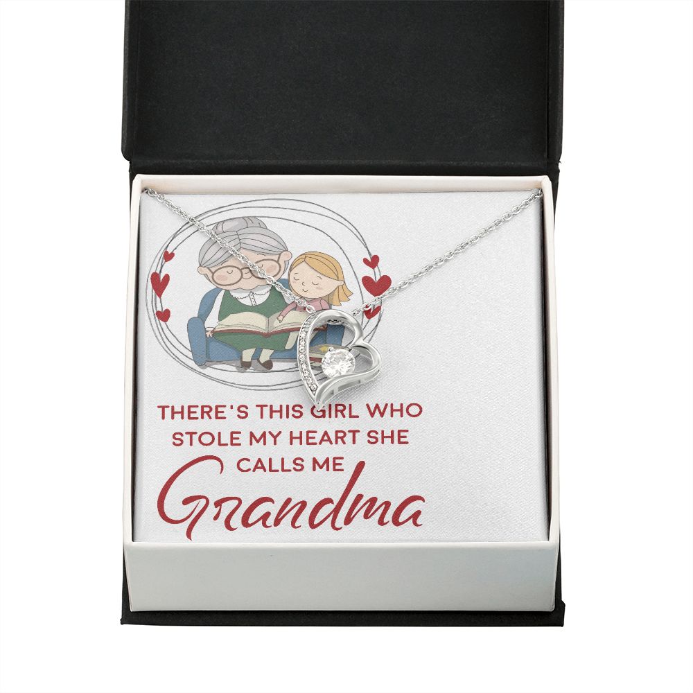 Girl Stole My Haert Calls Me Grandma Forever Necklace w Message Card-Express Your Love Gifts