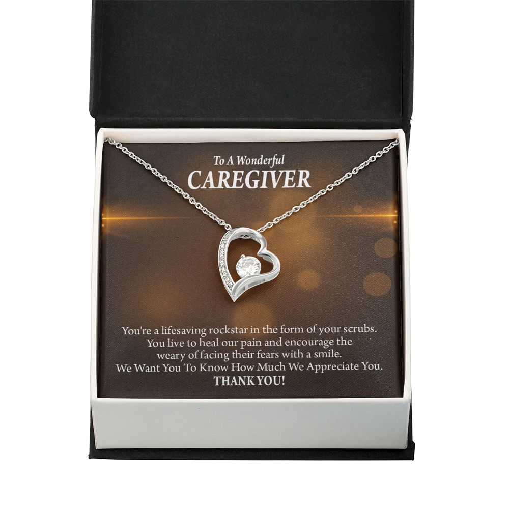 Rockstar Caregiver Forever Necklace w Message Card-Express Your Love Gifts