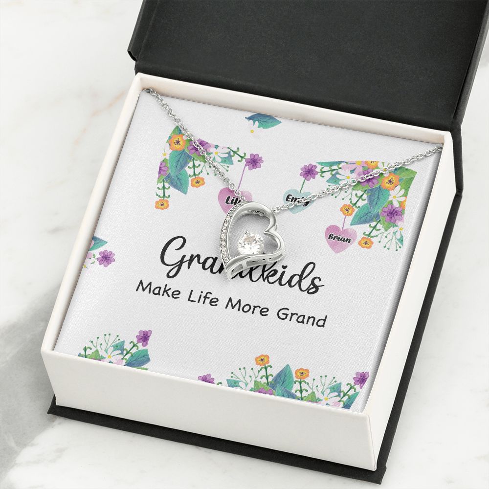Grandkids Make Life More Grand Forever Necklace w Message Card-Express Your Love Gifts