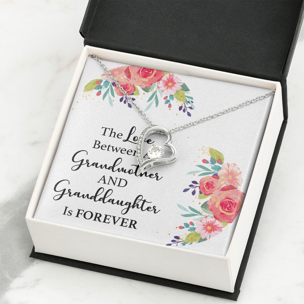 The Love Between a Grandmother and Granddaughter Forever Necklace w Message Card-Express Your Love Gifts