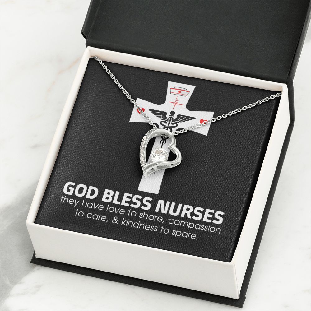 God Bless Nurses Forever Necklace w Message Card-Express Your Love Gifts