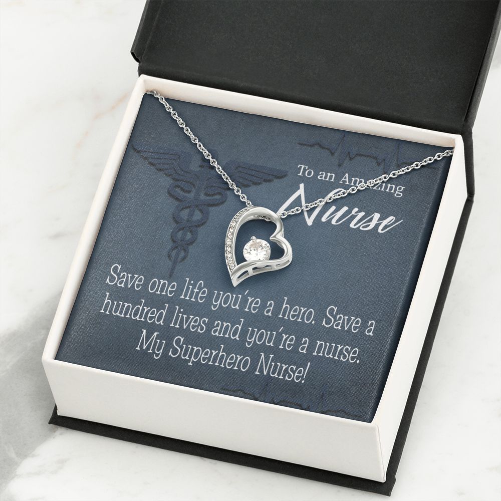 My Superhero Nurse! Forever Necklace w Message Card-Express Your Love Gifts