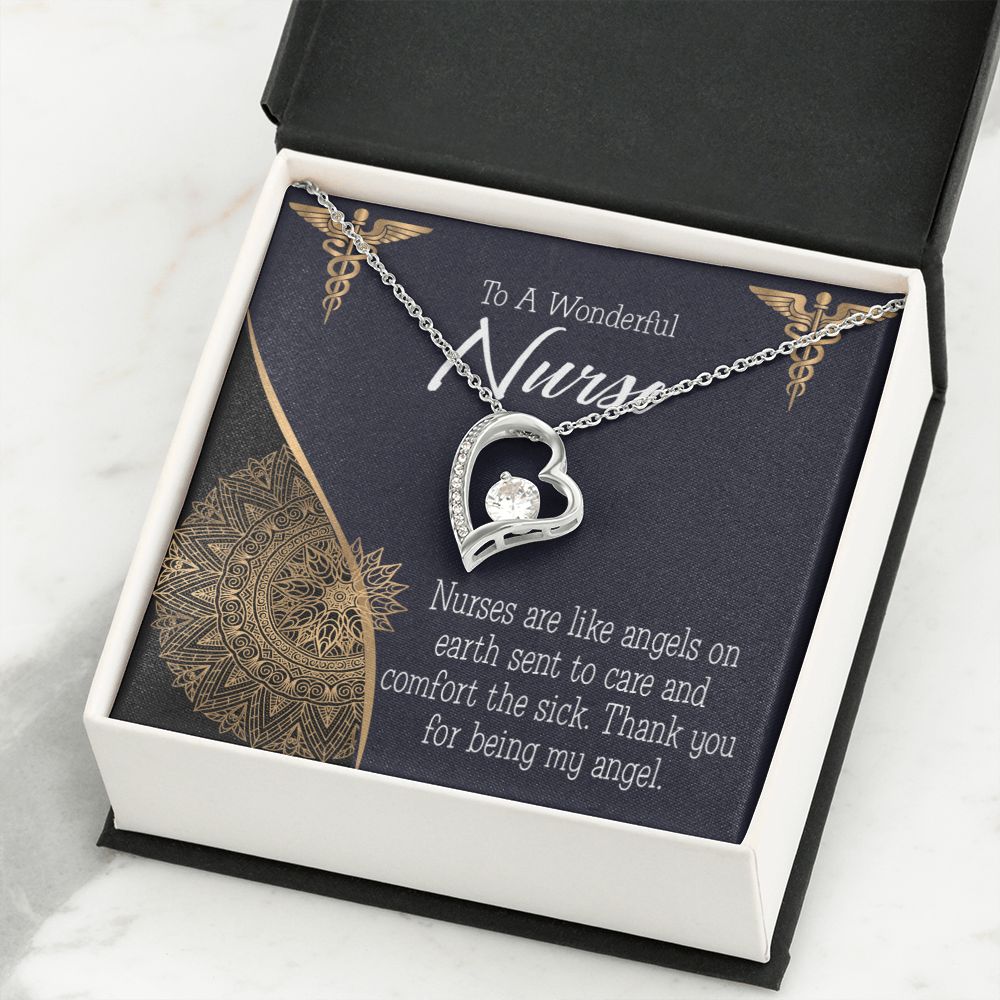 Nurses are Like Angels Forever Necklace w Message Card-Express Your Love Gifts