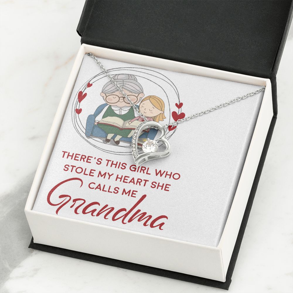 Girl Stole My Haert Calls Me Grandma Forever Necklace w Message Card-Express Your Love Gifts