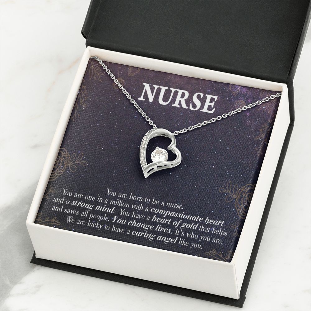 Caring Angel Nurse Forever Necklace w Message Card-Express Your Love Gifts