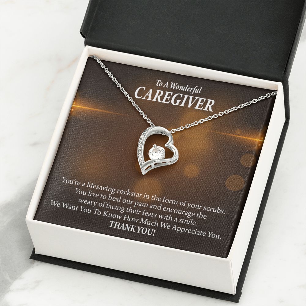 Rockstar Caregiver Forever Necklace w Message Card-Express Your Love Gifts