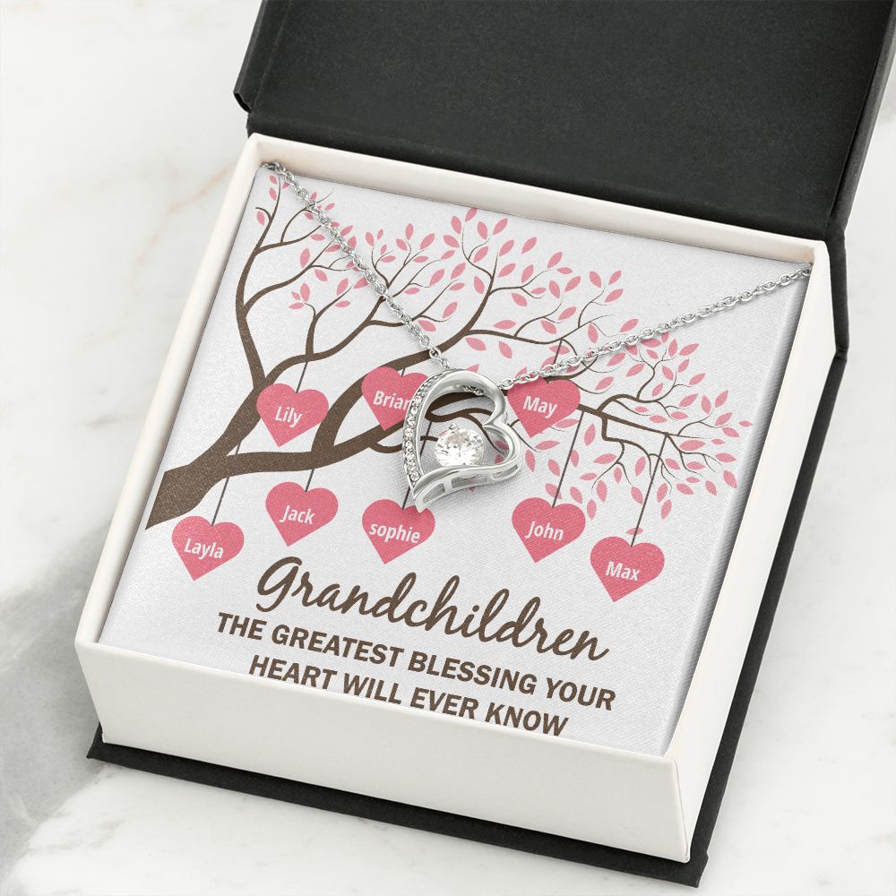 Grandchildren the Greatest Blessing Forever Necklace w Message Card-Express Your Love Gifts