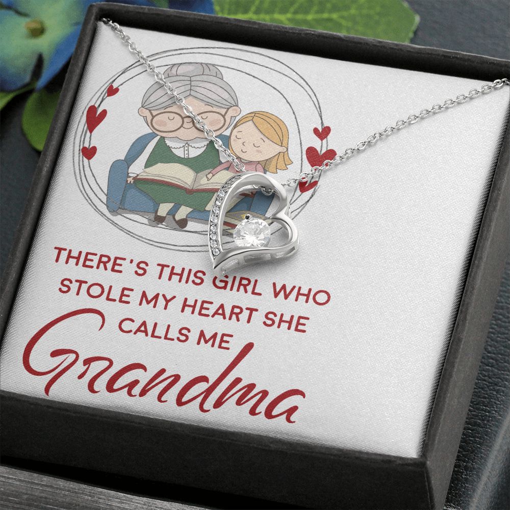 Girl Stole My Haert Calls Me Grandma Forever Necklace w Message Card-Express Your Love Gifts