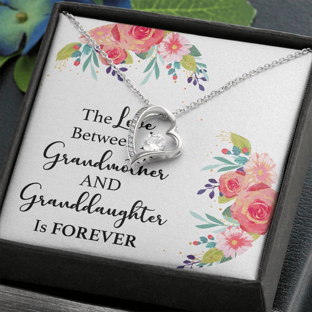 The Love Between a Grandmother and Granddaughter Forever Necklace w Message Card-Express Your Love Gifts