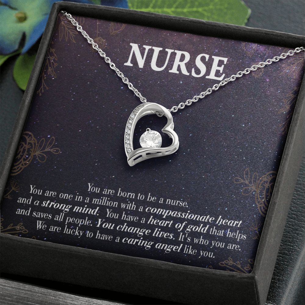 Caring Angel Nurse Forever Necklace w Message Card-Express Your Love Gifts