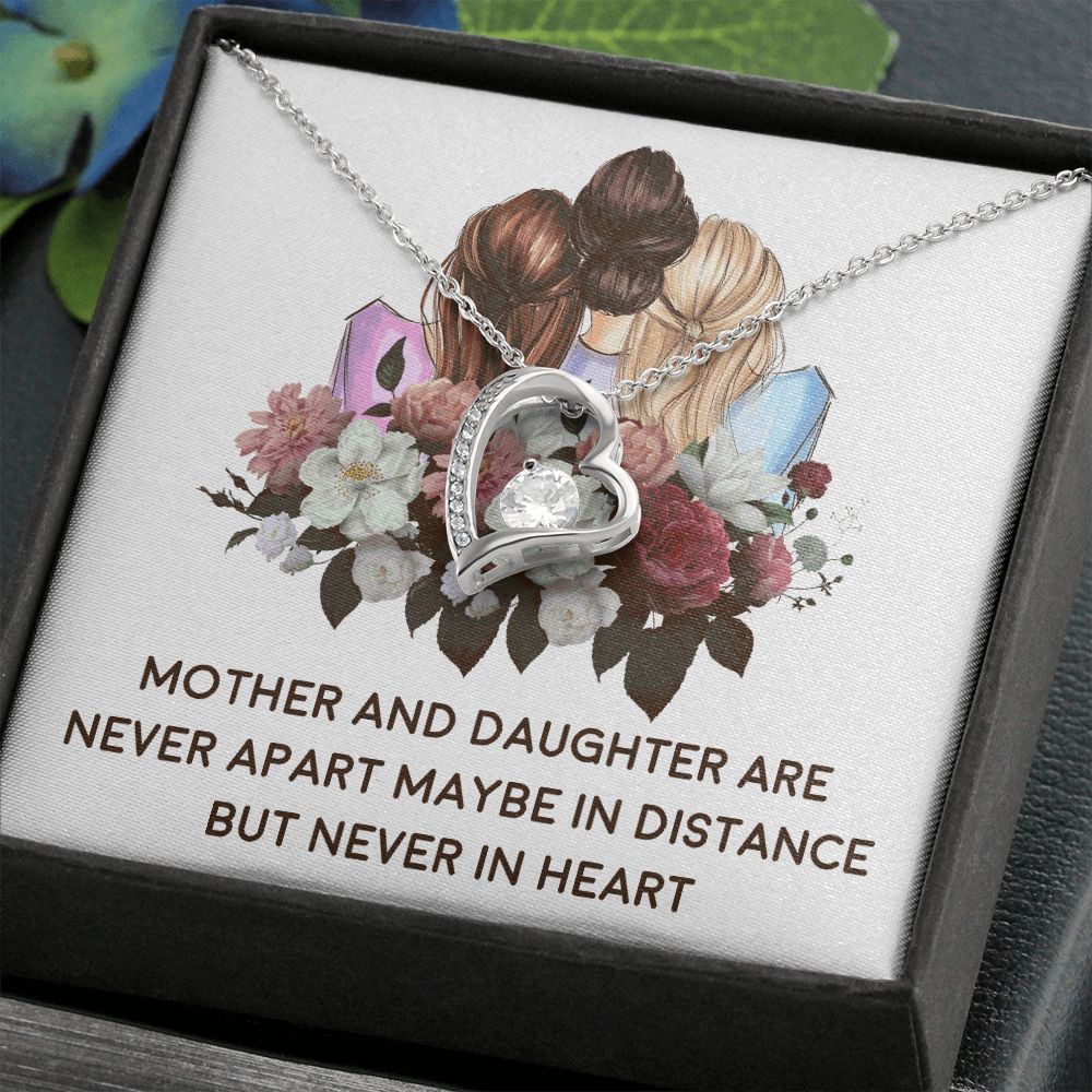 Mother and Daughter Never Apart Forever Necklace w Message Card-Express Your Love Gifts