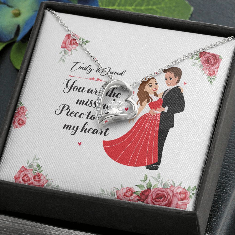 You Are The Missing Piece to My Heart Forever Necklace w Message Card-Express Your Love Gifts