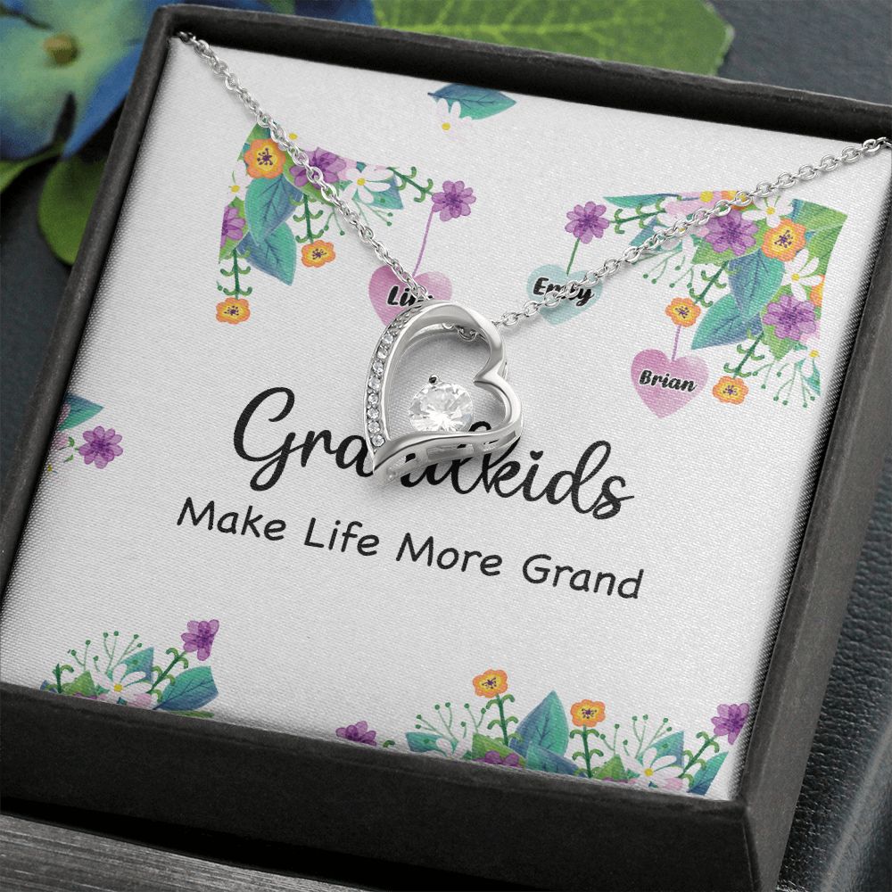 Grandkids Make Life More Grand Forever Necklace w Message Card-Express Your Love Gifts