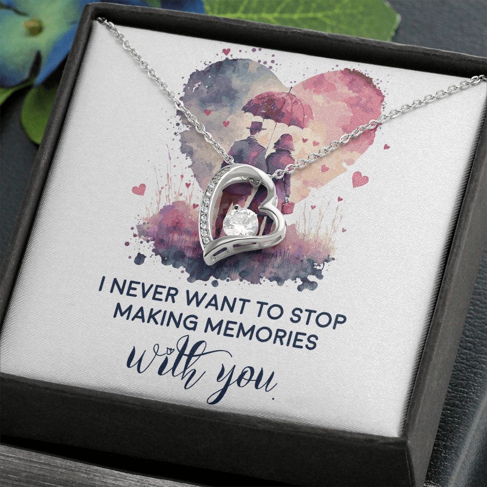 Never Stop Making Memories Forever Necklace w Message Card-Express Your Love Gifts