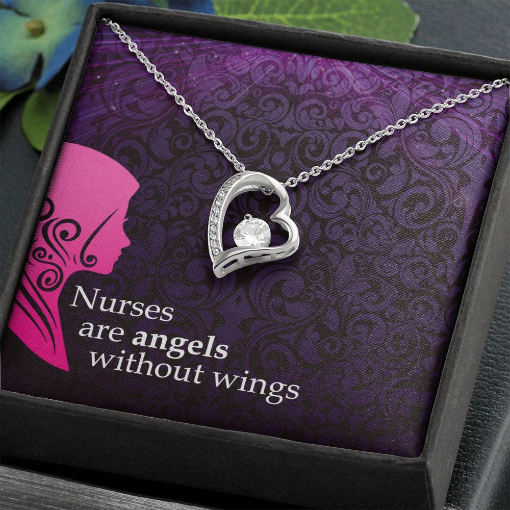 Nurses are Angels Forever Necklace w Message Card-Express Your Love Gifts
