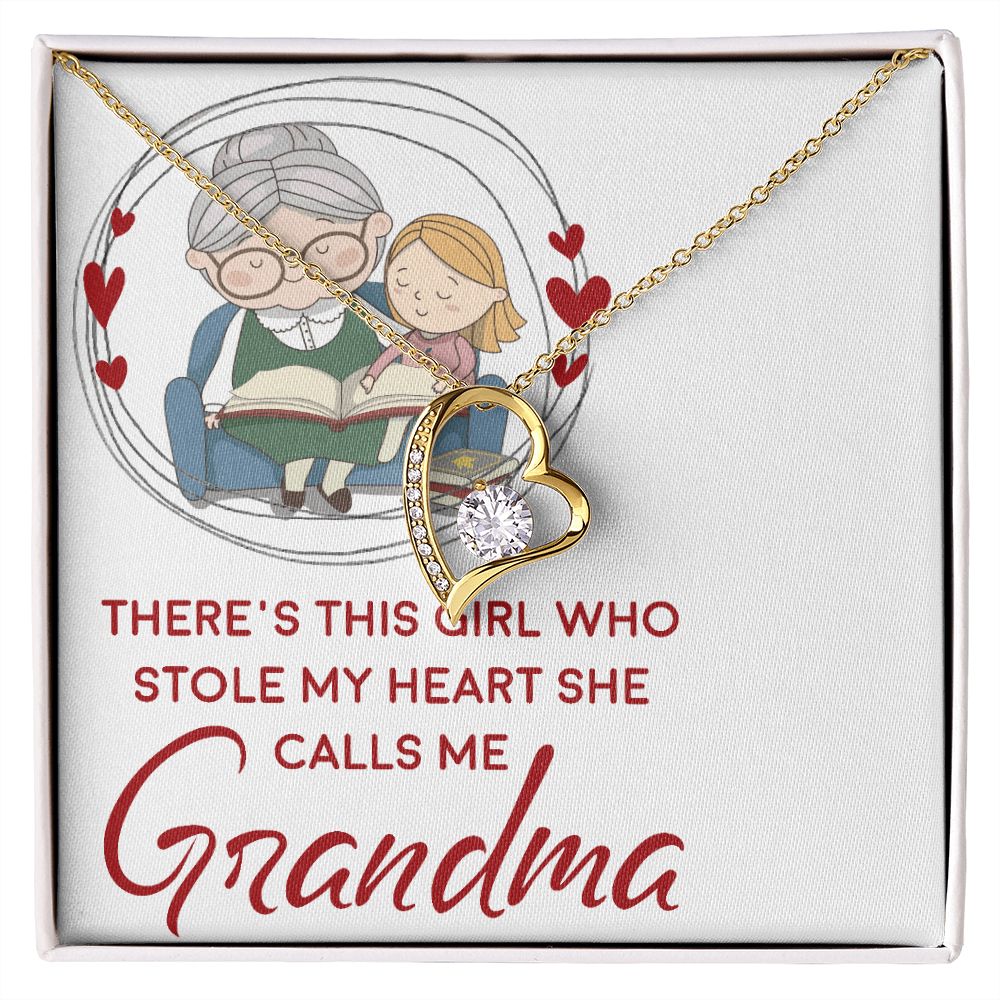 Girl Stole My Haert Calls Me Grandma Forever Necklace w Message Card-Express Your Love Gifts