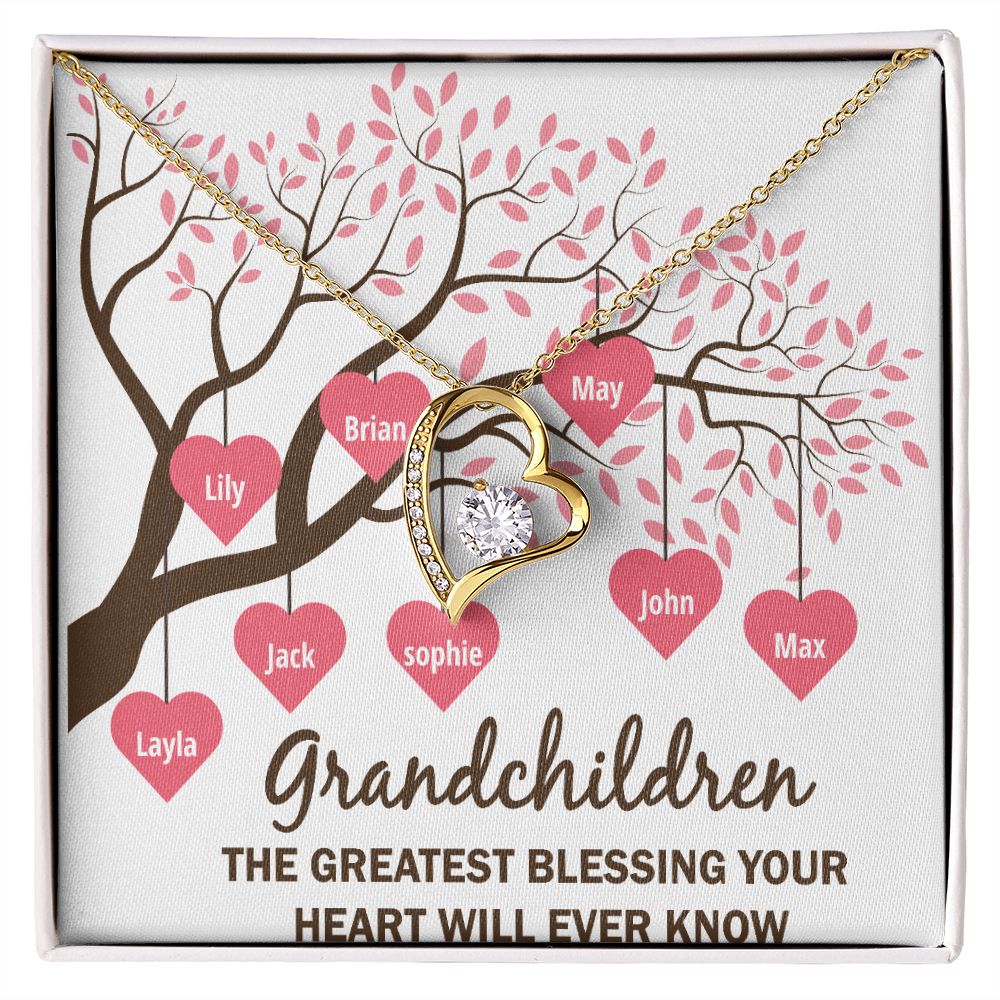 Grandchildren the Greatest Blessing Forever Necklace w Message Card-Express Your Love Gifts