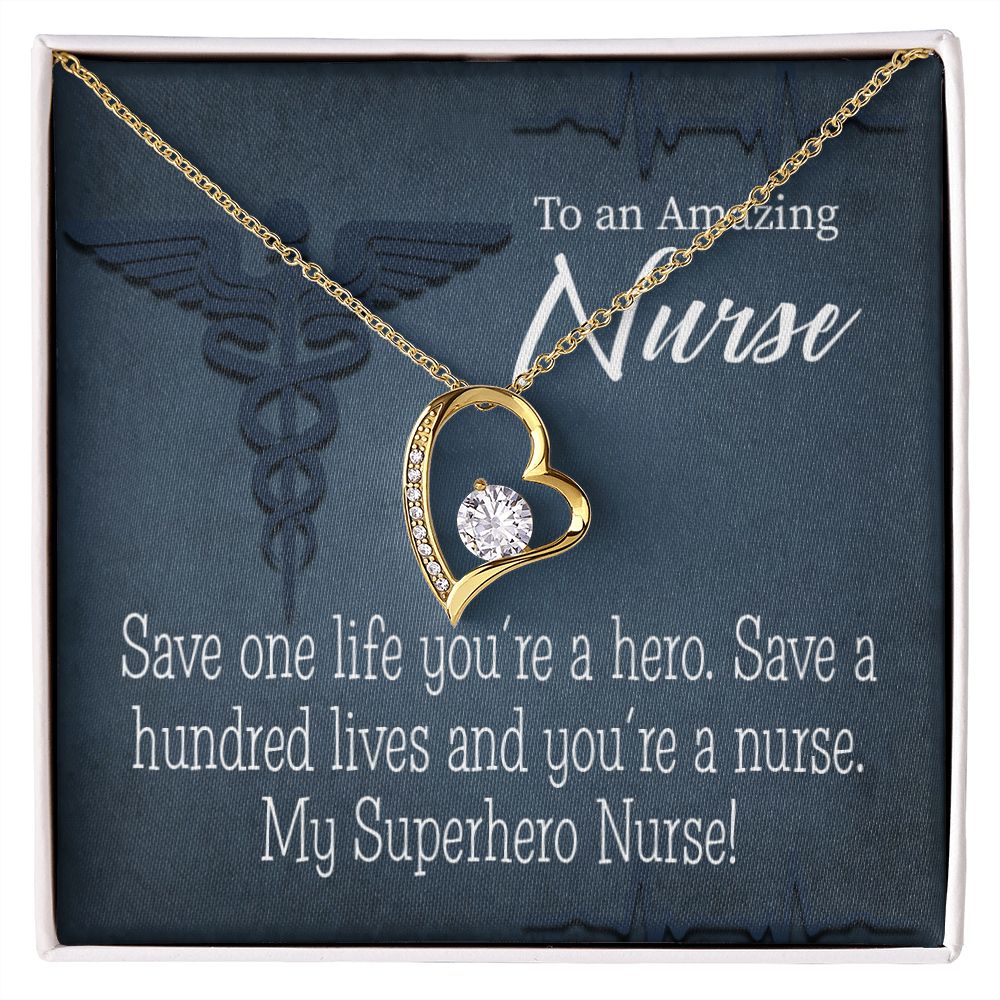 My Superhero Nurse! Forever Necklace w Message Card-Express Your Love Gifts