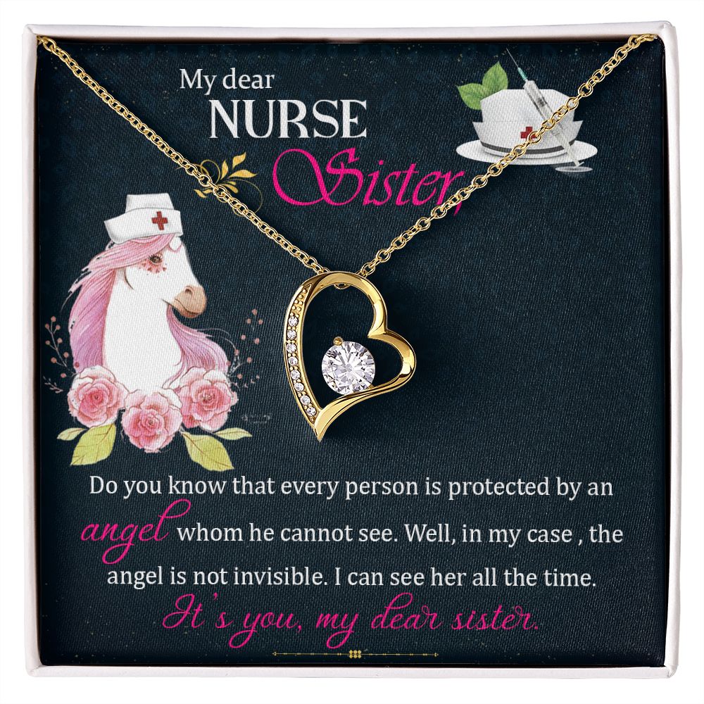 My Dear Nurse Sister Forever Necklace w Message Card-Express Your Love Gifts