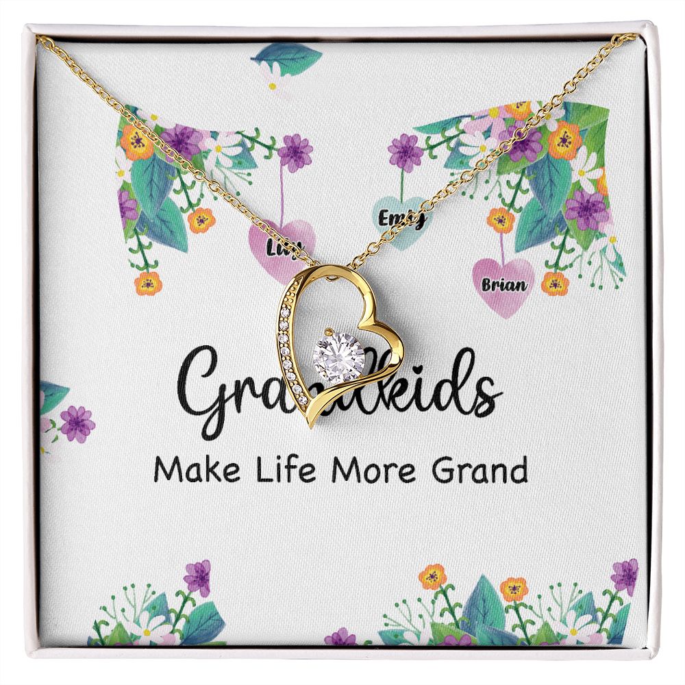 Grandkids Make Life More Grand Forever Necklace w Message Card-Express Your Love Gifts