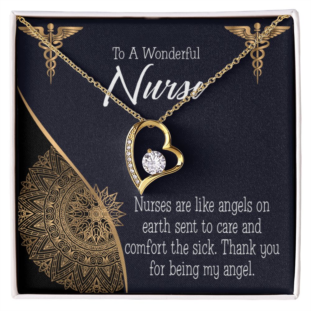 Nurses are Like Angels Forever Necklace w Message Card-Express Your Love Gifts