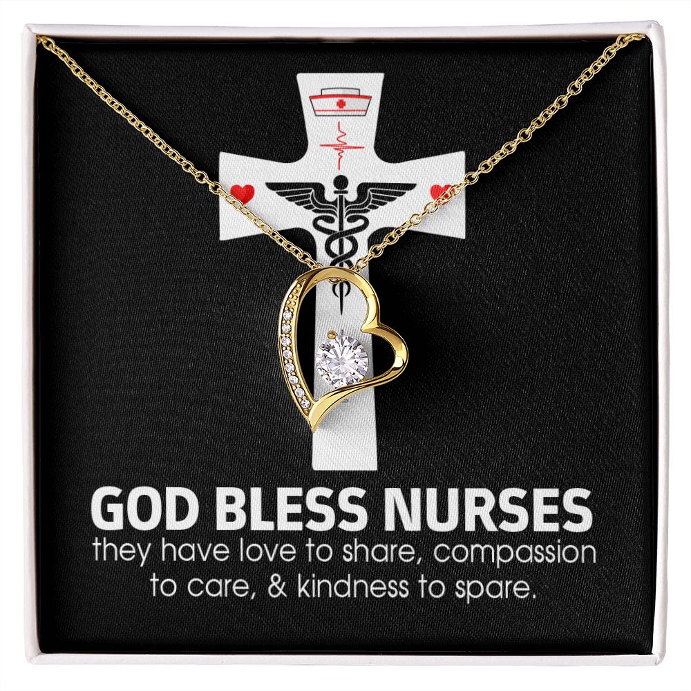God Bless Nurses Forever Necklace w Message Card-Express Your Love Gifts