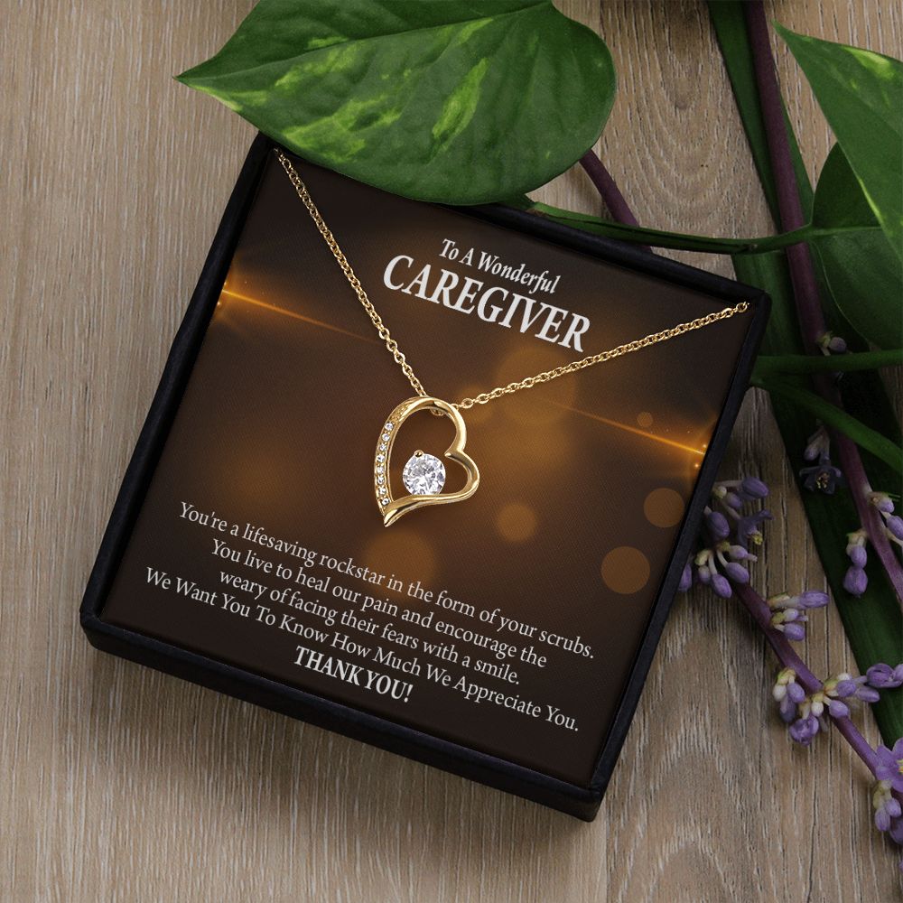 Rockstar Caregiver Forever Necklace w Message Card-Express Your Love Gifts