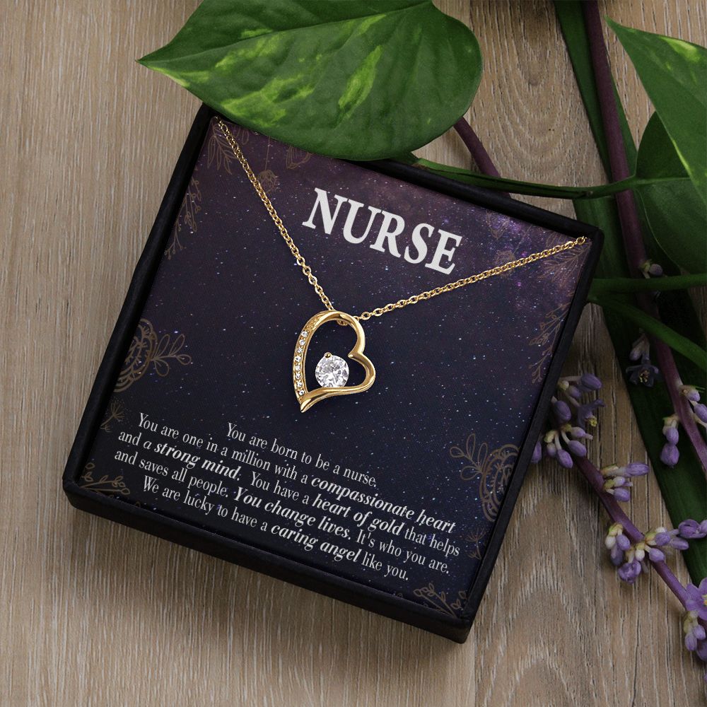 Caring Angel Nurse Forever Necklace w Message Card-Express Your Love Gifts