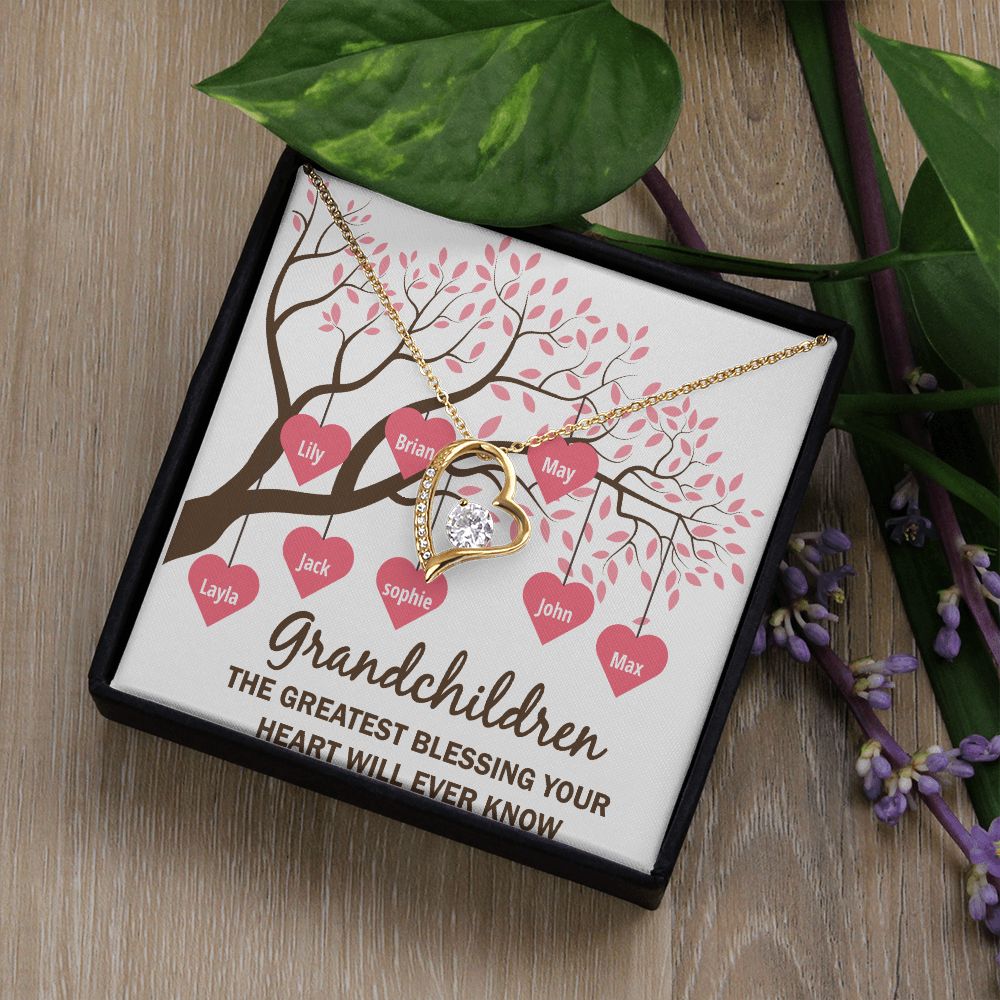 Grandchildren the Greatest Blessing Forever Necklace w Message Card-Express Your Love Gifts