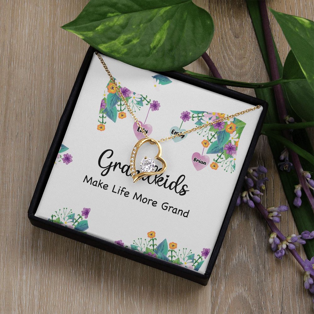 Grandkids Make Life More Grand Forever Necklace w Message Card-Express Your Love Gifts