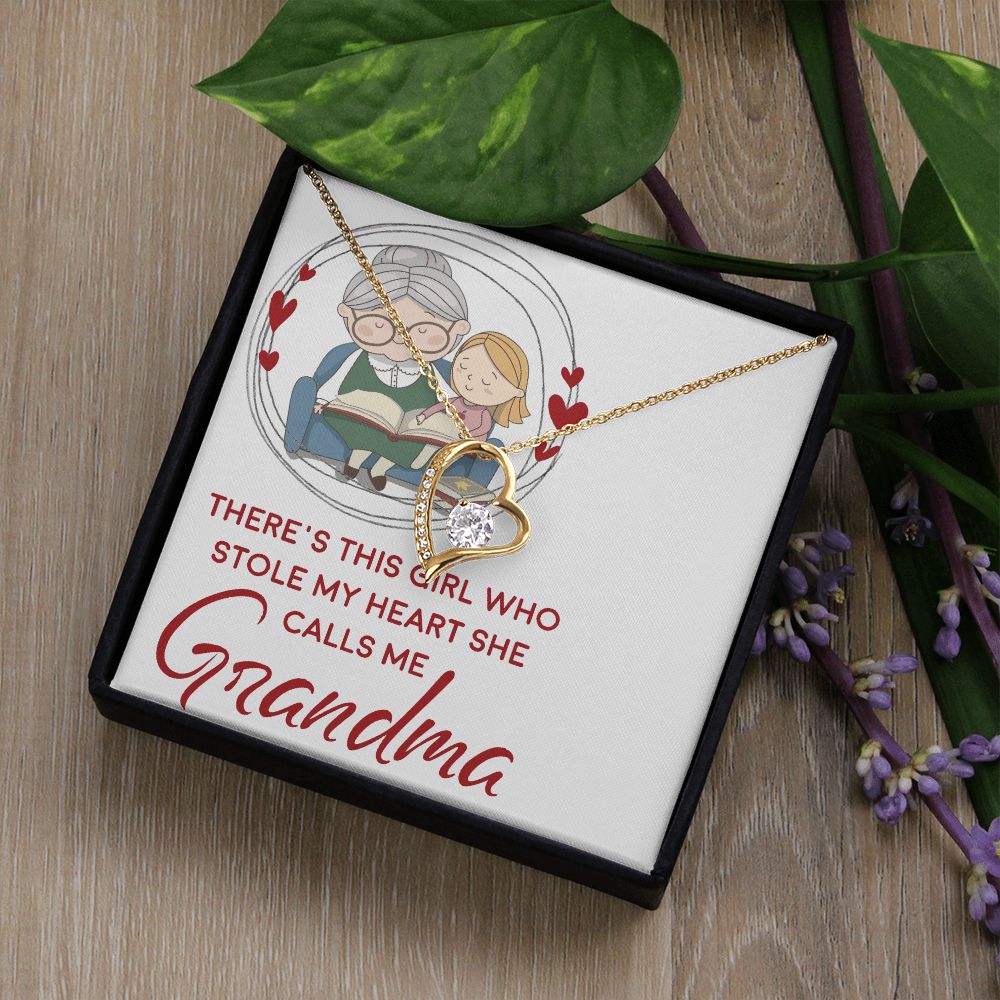 Girl Stole My Haert Calls Me Grandma Forever Necklace w Message Card-Express Your Love Gifts