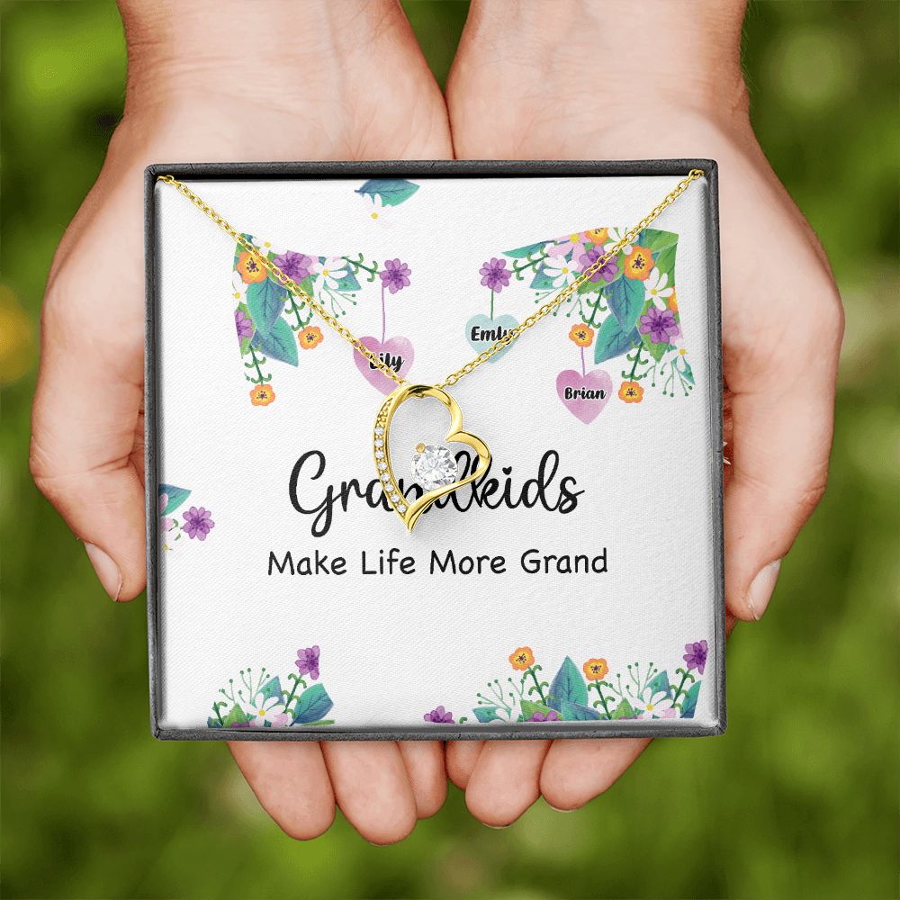 Grandkids Make Life More Grand Forever Necklace w Message Card-Express Your Love Gifts