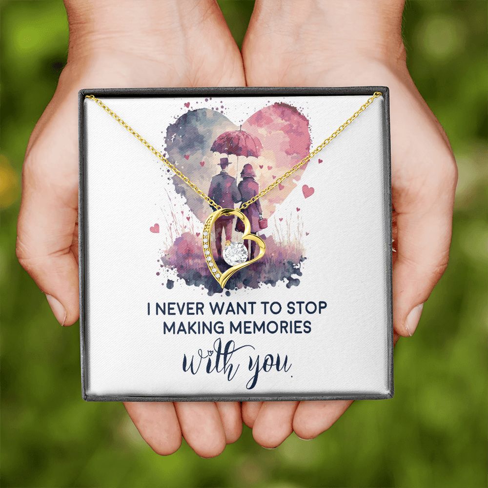 Never Stop Making Memories Forever Necklace w Message Card-Express Your Love Gifts