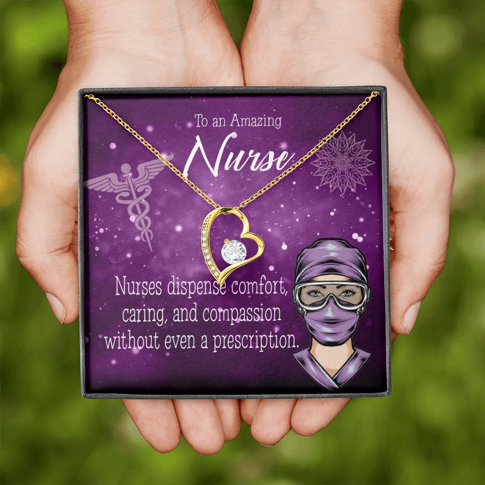 Nurse RN Caduceus Forever Necklace w Message Card-Express Your Love Gifts