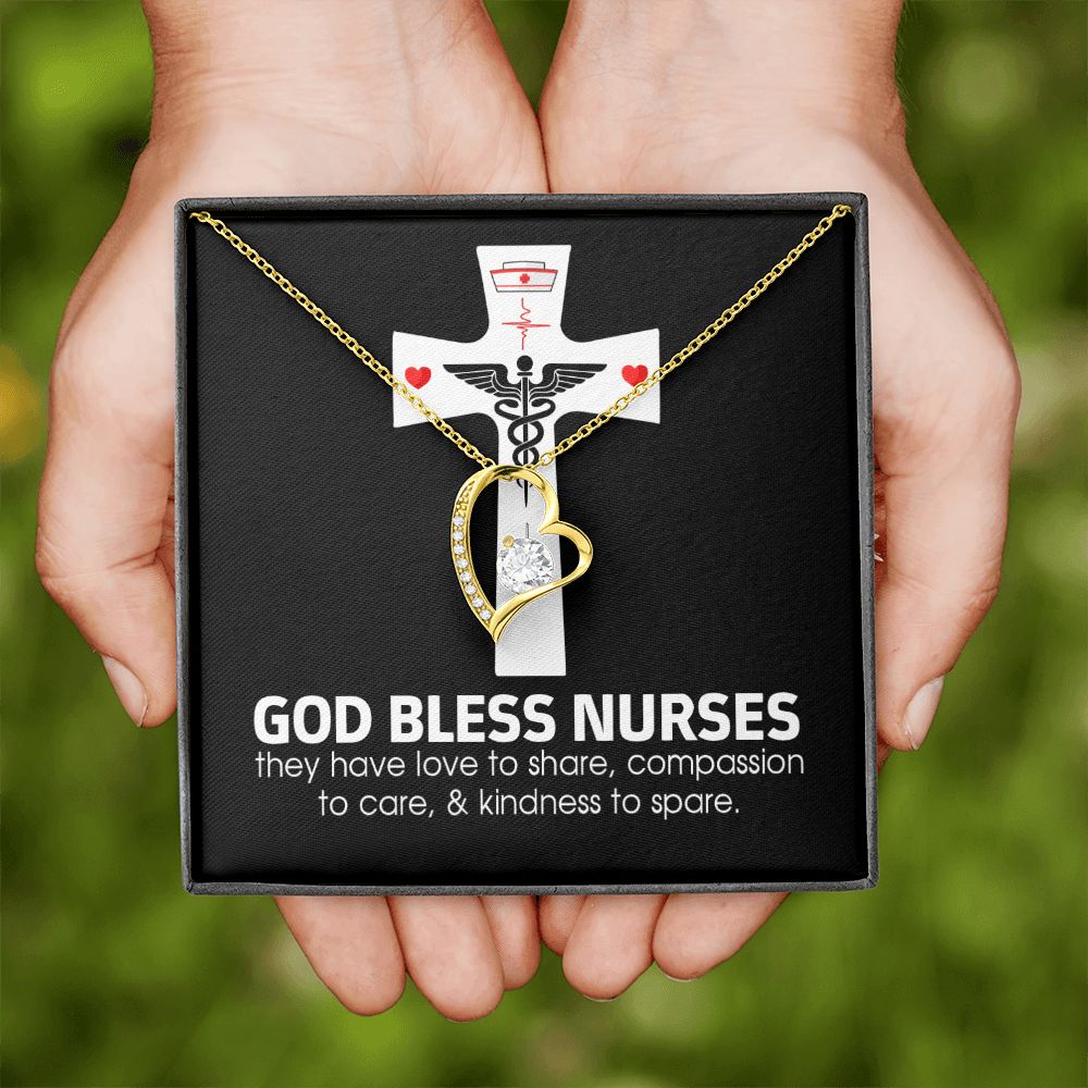 God Bless Nurses Forever Necklace w Message Card-Express Your Love Gifts
