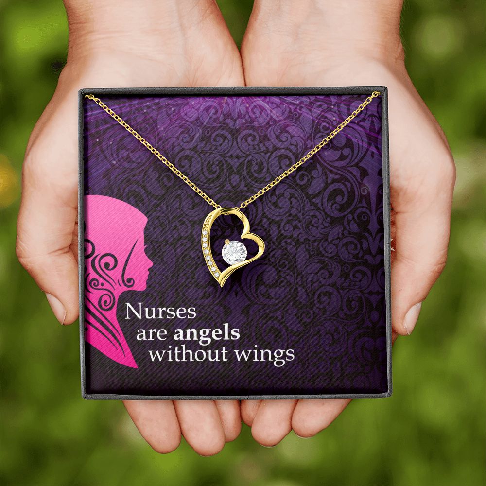 Nurses are Angels Forever Necklace w Message Card-Express Your Love Gifts