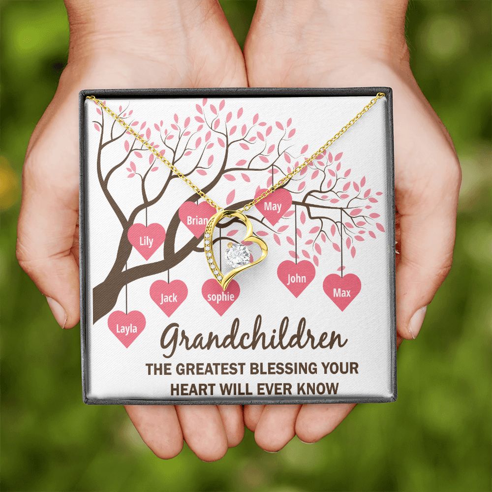 Grandchildren the Greatest Blessing Forever Necklace w Message Card-Express Your Love Gifts