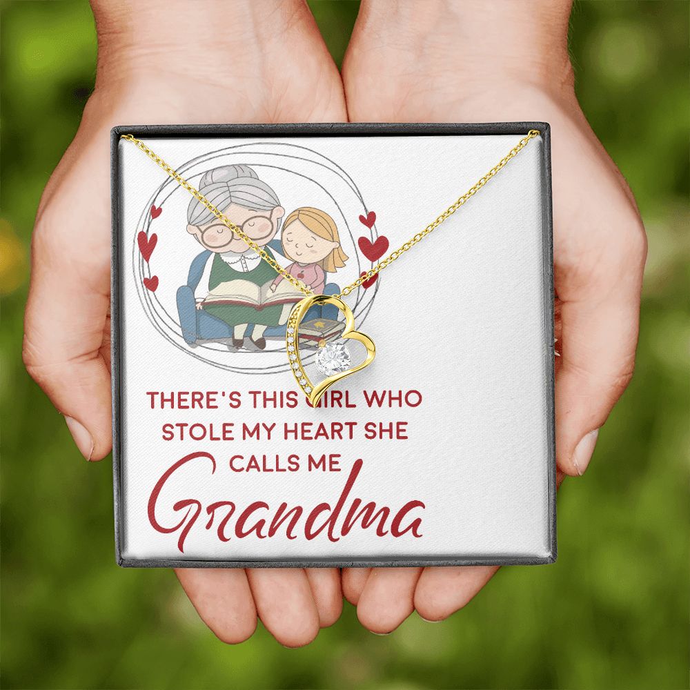 Girl Stole My Haert Calls Me Grandma Forever Necklace w Message Card-Express Your Love Gifts