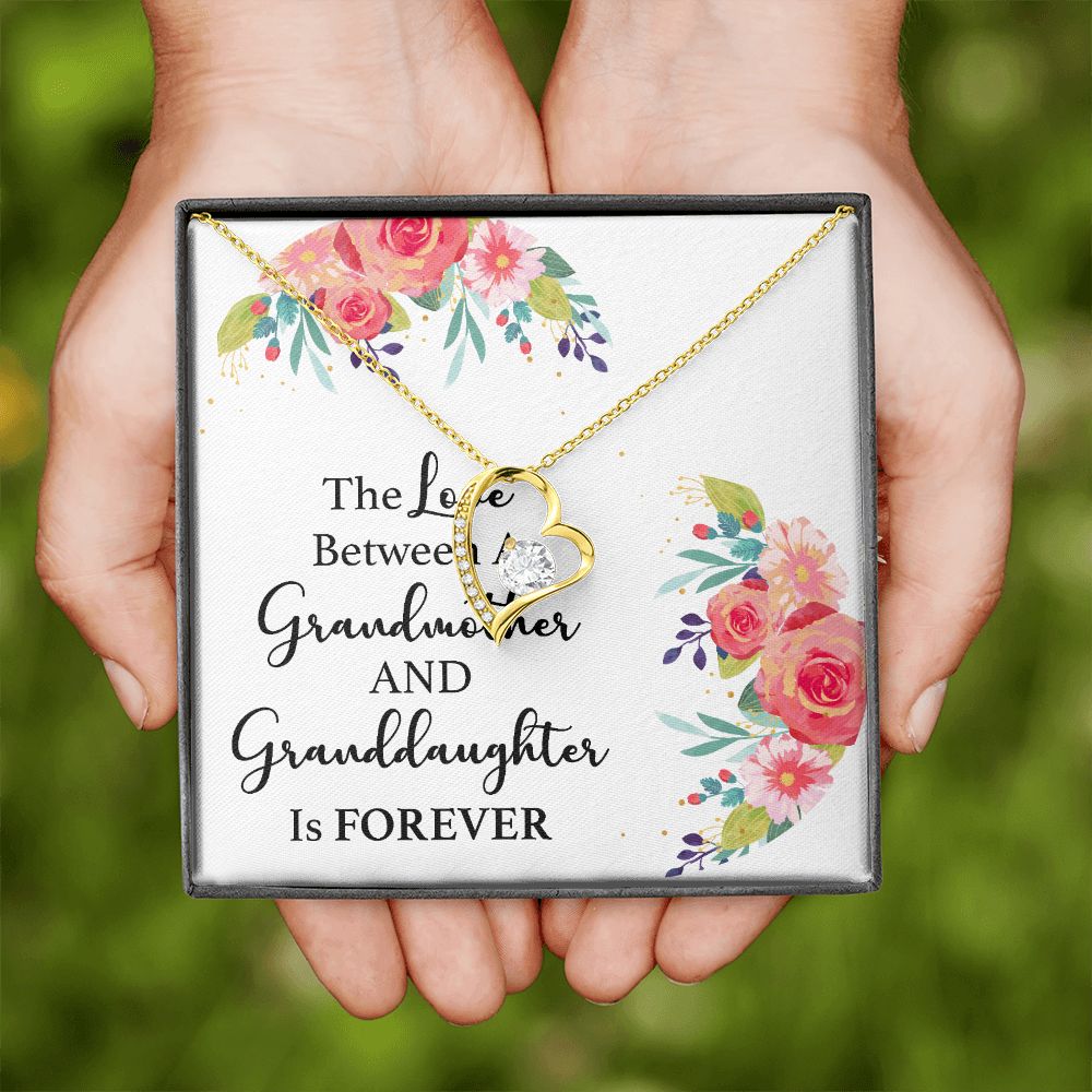 The Love Between a Grandmother and Granddaughter Forever Necklace w Message Card-Express Your Love Gifts
