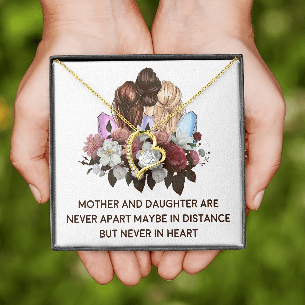 Mother and Daughter Never Apart Forever Necklace w Message Card-Express Your Love Gifts