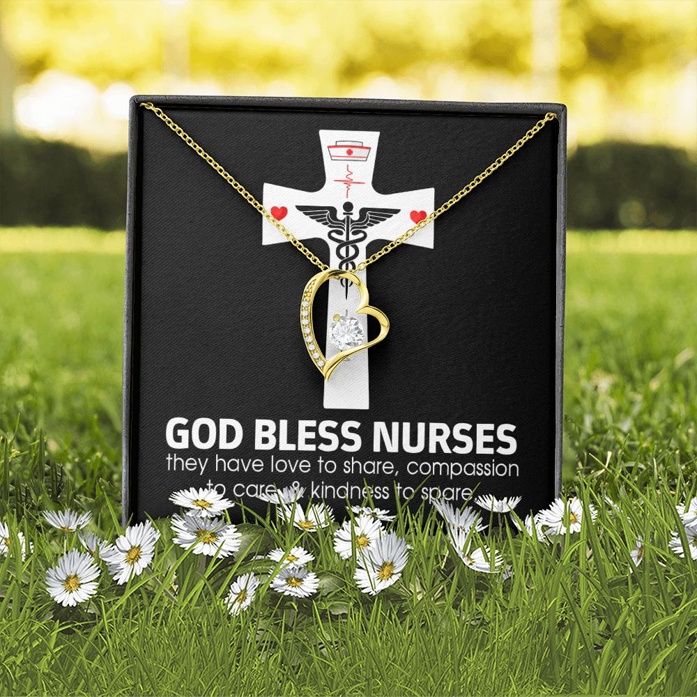 God Bless Nurses Forever Necklace w Message Card-Express Your Love Gifts