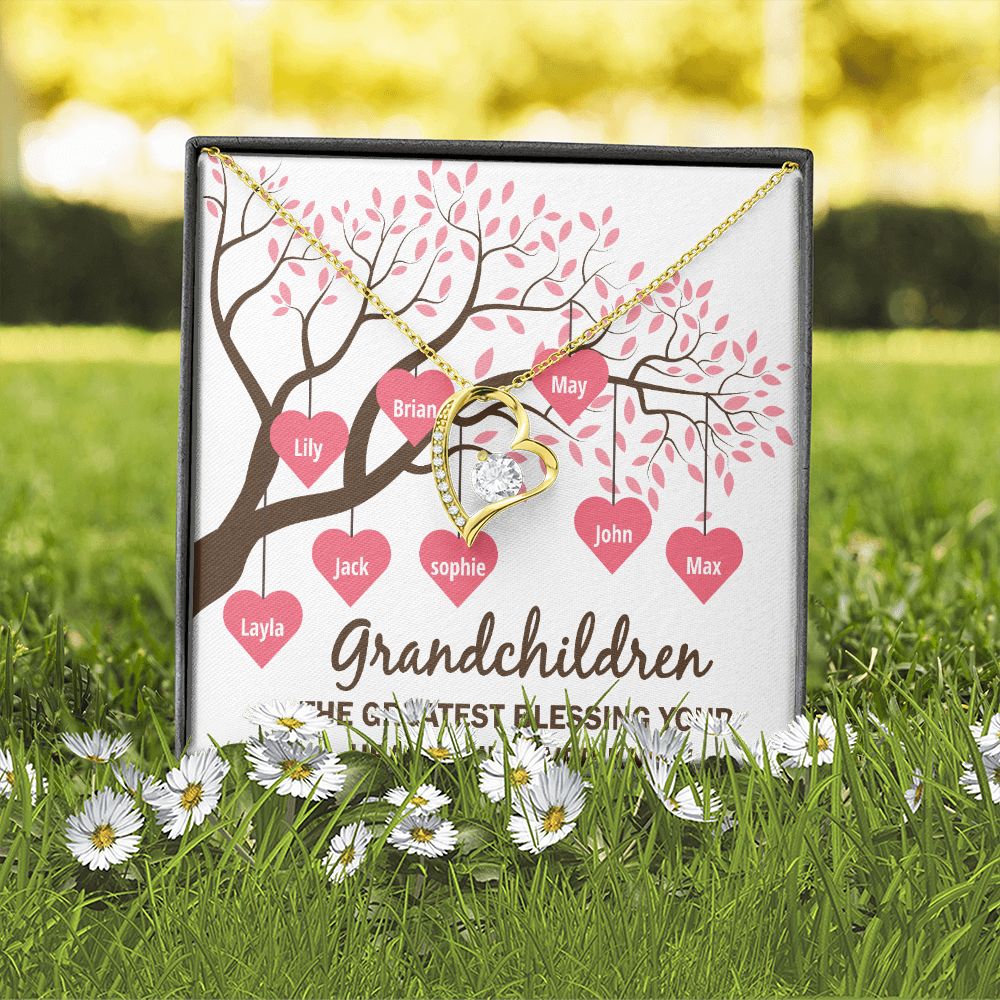 Grandchildren the Greatest Blessing Forever Necklace w Message Card-Express Your Love Gifts