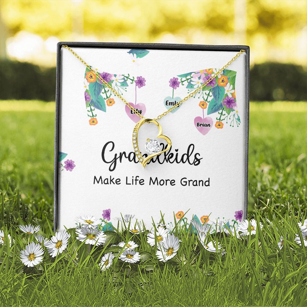Grandkids Make Life More Grand Forever Necklace w Message Card-Express Your Love Gifts