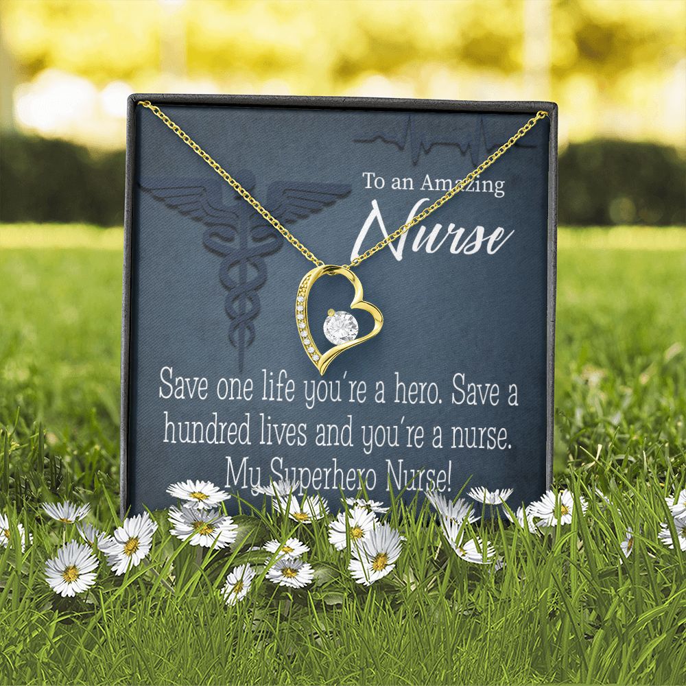 My Superhero Nurse! Forever Necklace w Message Card-Express Your Love Gifts