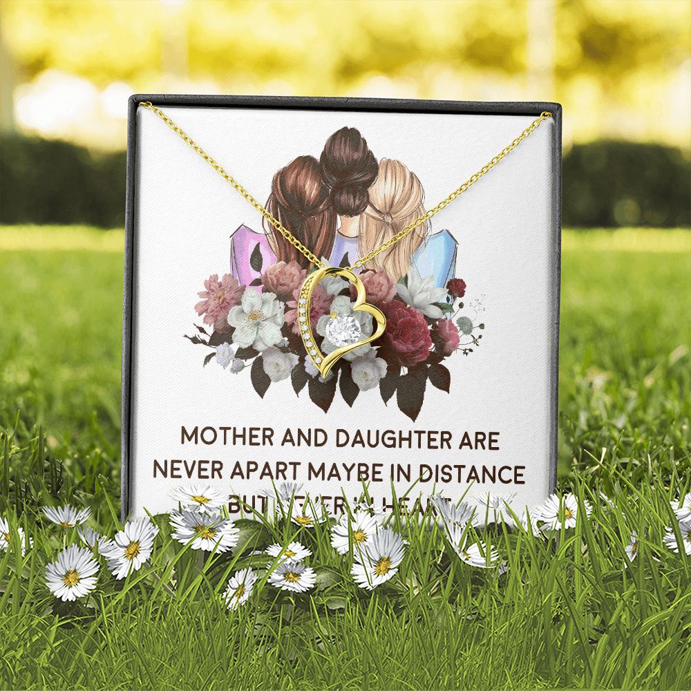 Mother and Daughter Never Apart Forever Necklace w Message Card-Express Your Love Gifts