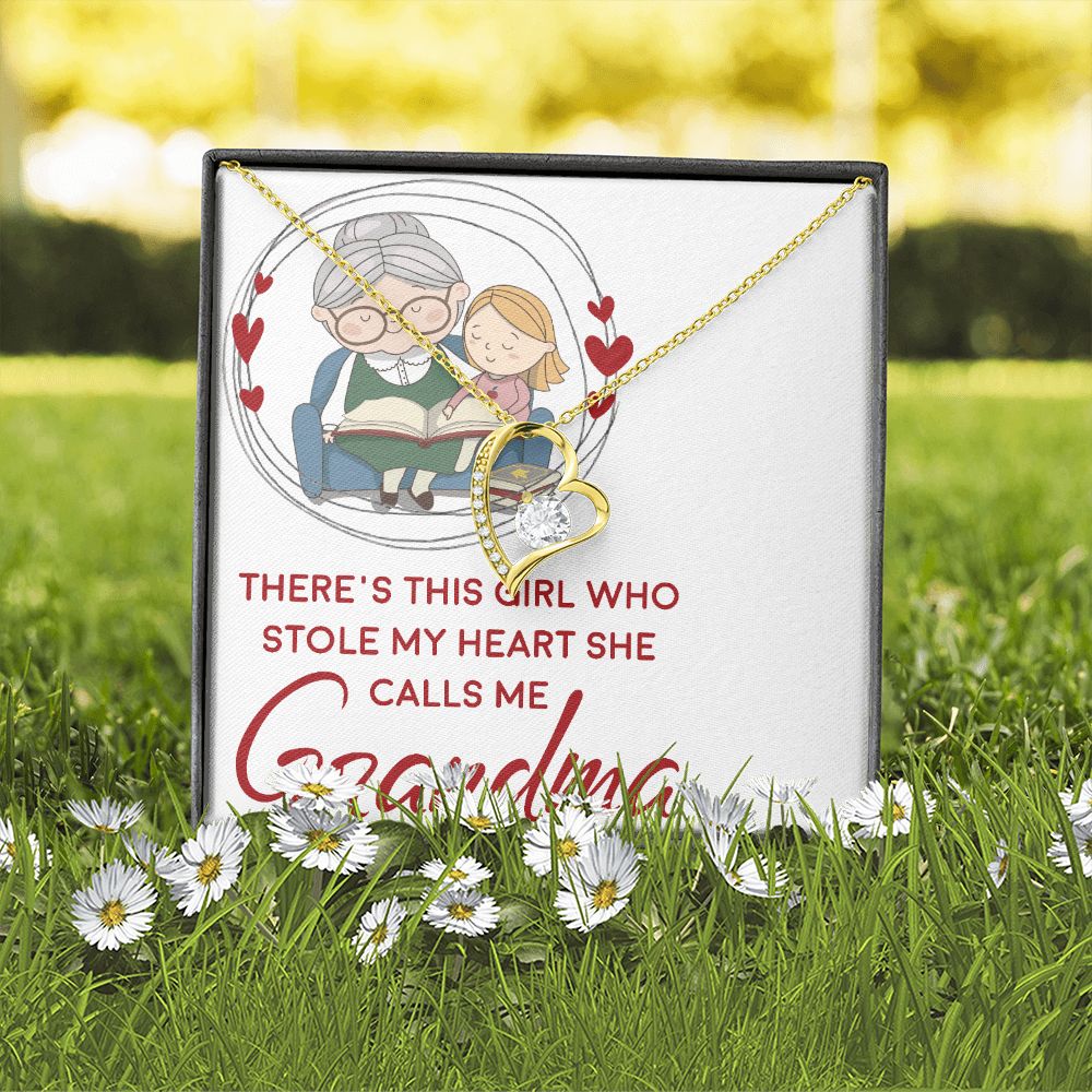 Girl Stole My Haert Calls Me Grandma Forever Necklace w Message Card-Express Your Love Gifts