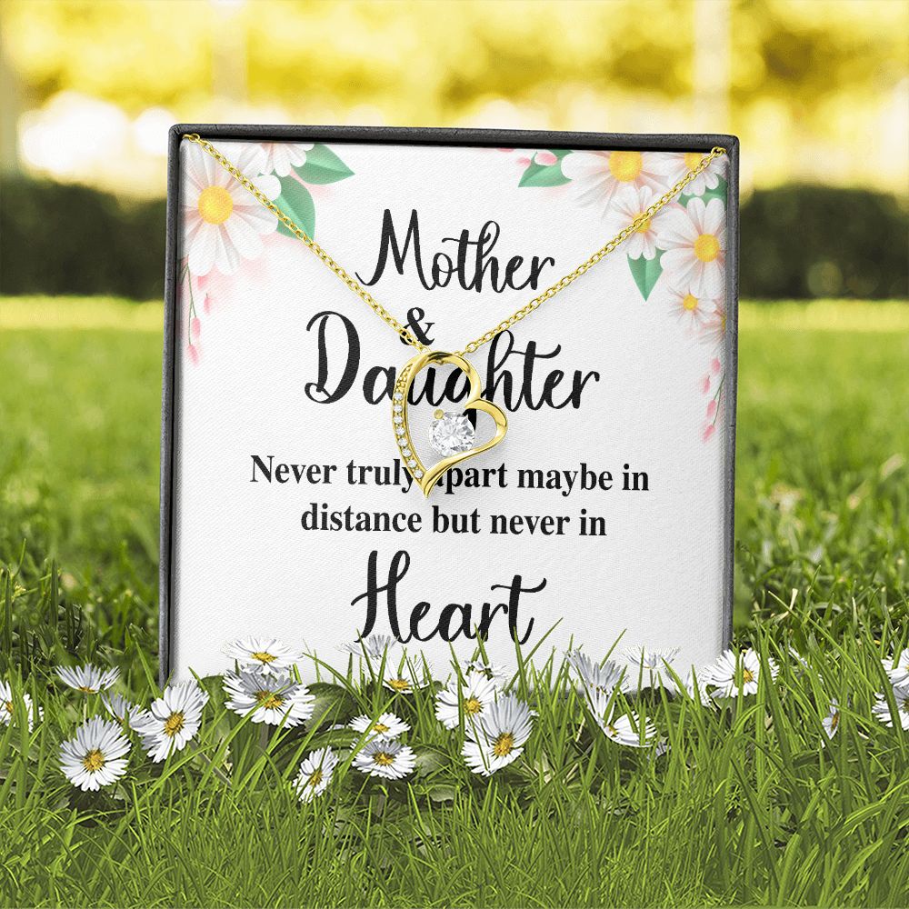 Mother and Daughter Never Truly Apart Forever Necklace w Message Card-Express Your Love Gifts